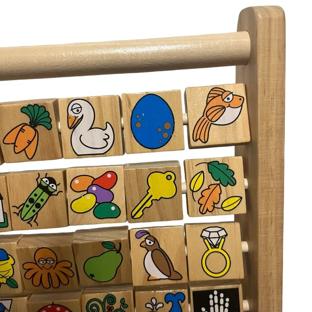 Melissa & Doug Wooden Alphabet Numbers Abacus Educational Spinning Blocks Toy